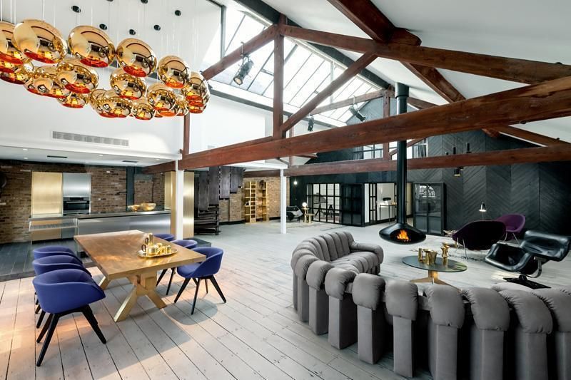 Open Plan Dining & Living Area Perfect Integration Sala da pranzo in stile industriale