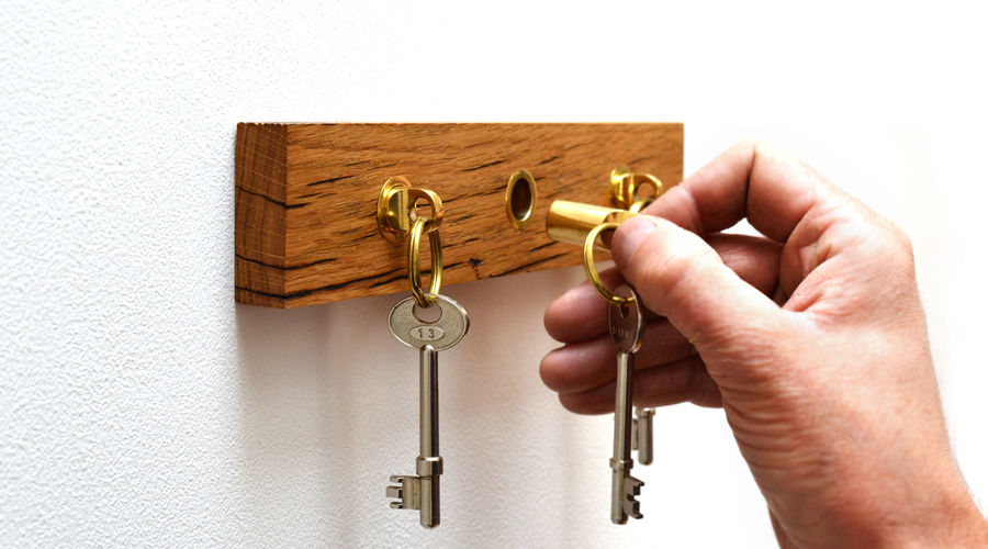 RECLAIMED FRENCH OAK KEY HOLDER WITH SOLID BRASS KEY FOBS, Jam Furniture Jam Furniture Modern Corridor, Hallway and Staircase Accessories & decoration