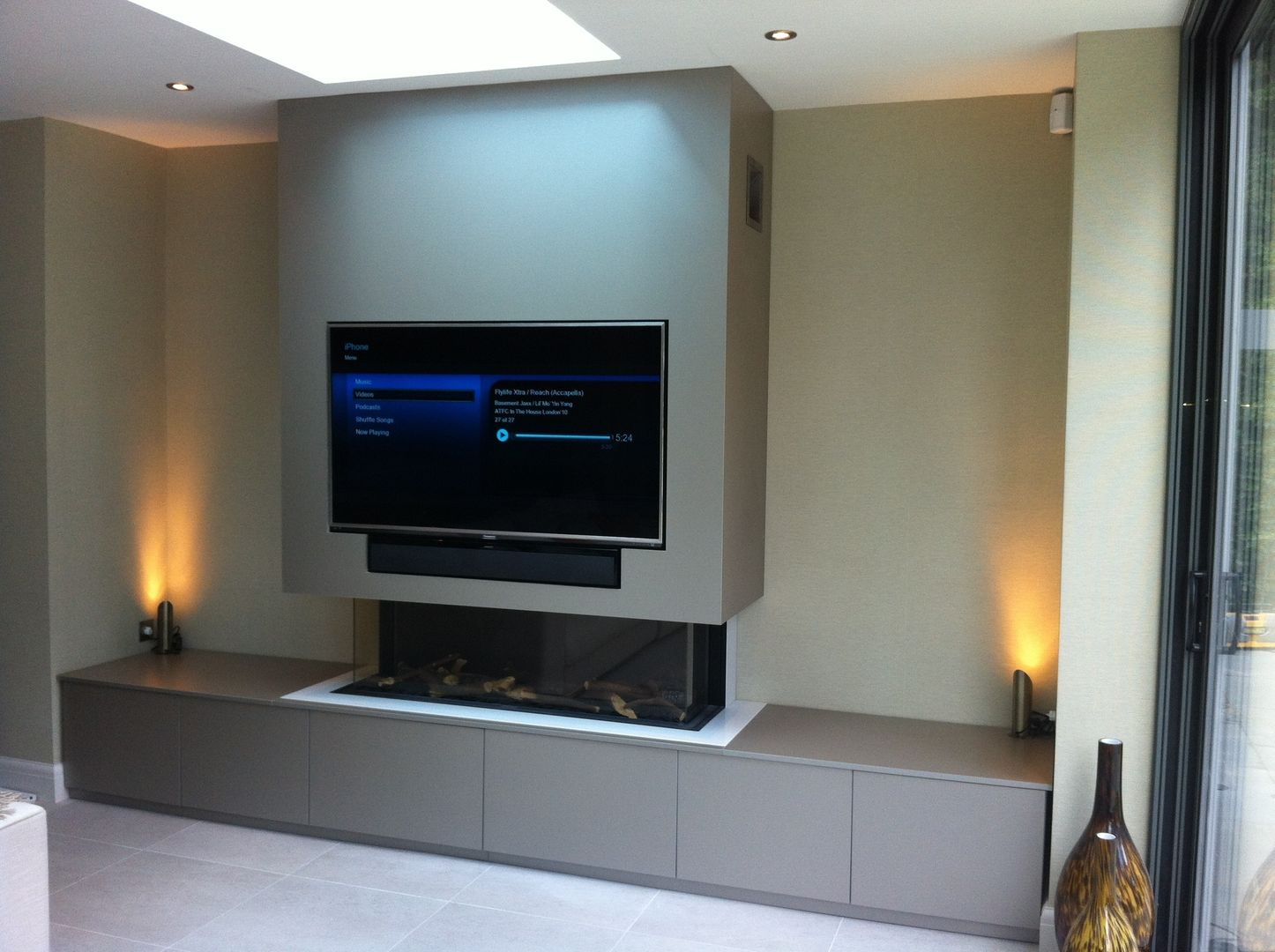 Flush fitting TV and cabinets Designer Vision and Sound Media room