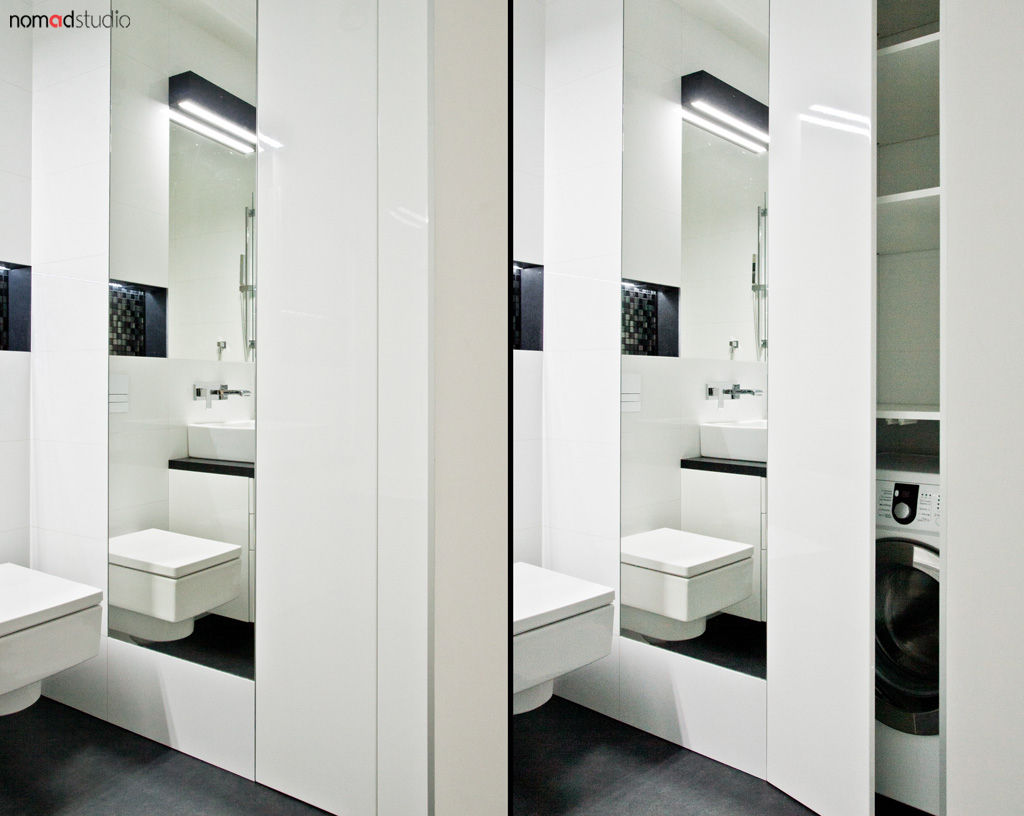 czarno - biała kawalerka, nomad studio nomad studio Minimalist style bathroom