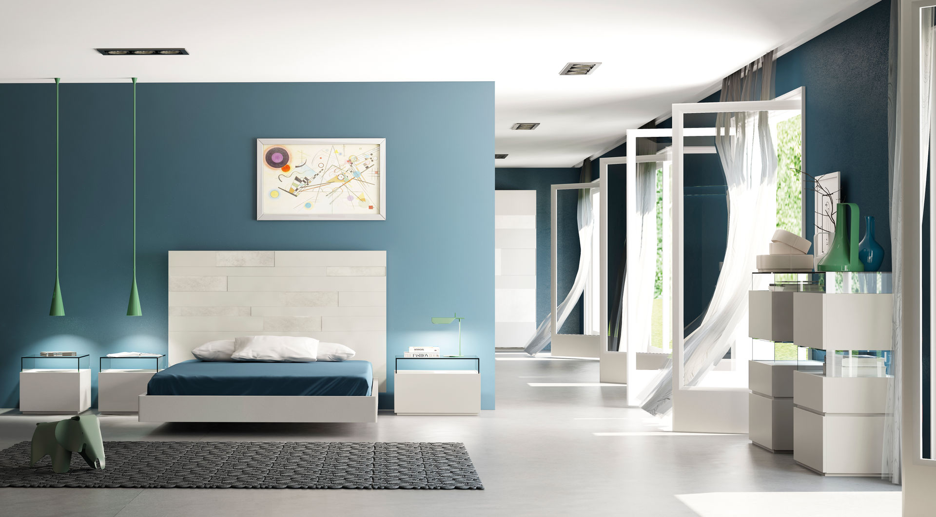 Dormitorio URBAN con inserciones de cerámica de EMEDE, EMEDE EMEDE Minimalistische Schlafzimmer Betten und Kopfteile