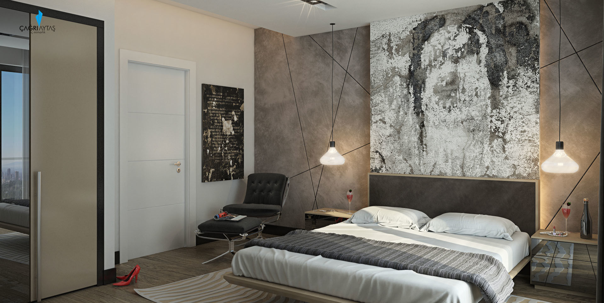 UYSAL RESIDENCE, Çağrı Aytaş İç Mimarlık İnşaat Çağrı Aytaş İç Mimarlık İnşaat Modern style bedroom