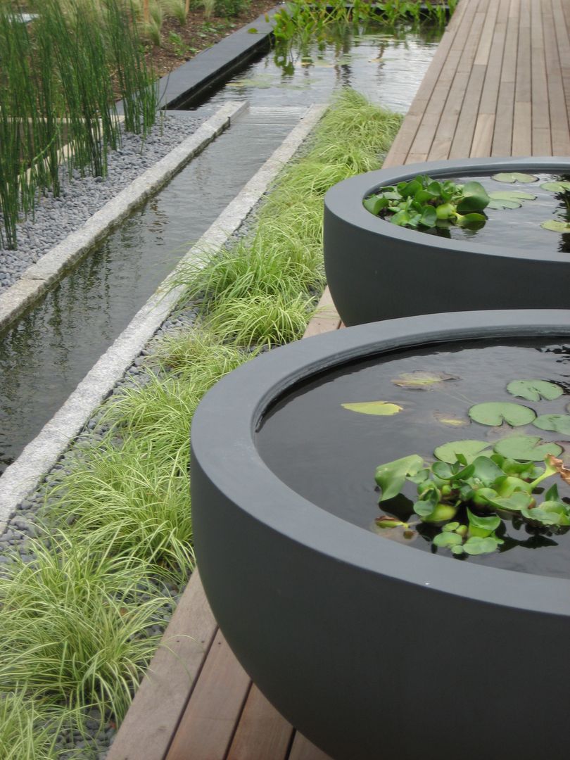 Rill and water bowls Rae Wilkinson Design Ltd Vườn phong cách tối giản