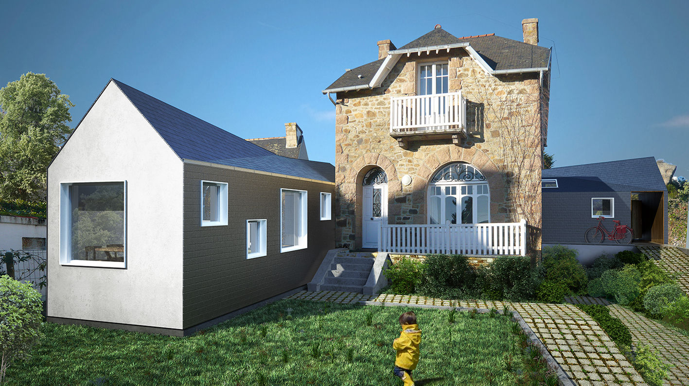 Extensions d'une maison de vacances à Trégastel PLAYGROUND ATELIER D'ARCHITECTURES Maisons modernes