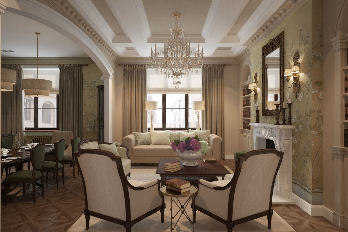 Квартира в классическом стиле, COUTURE INTERIORS COUTURE INTERIORS Classic style living room