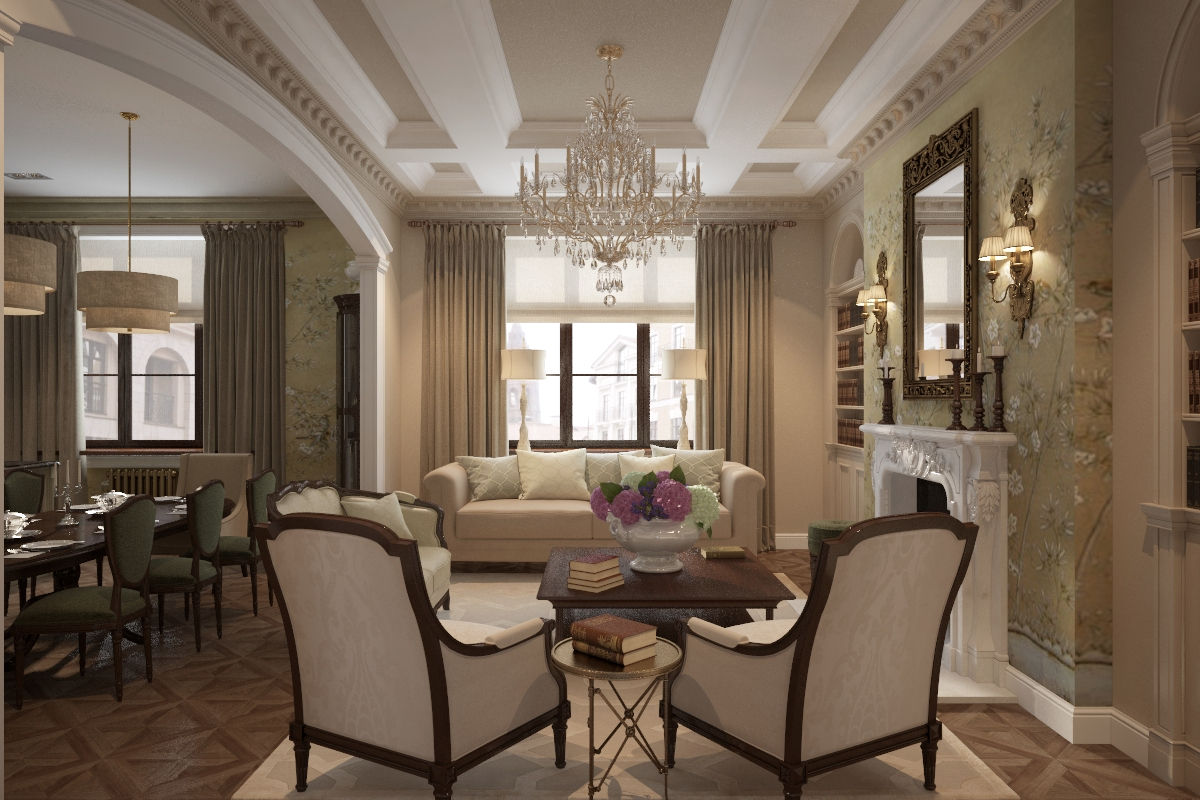 Квартира в классическом стиле, COUTURE INTERIORS COUTURE INTERIORS Living room