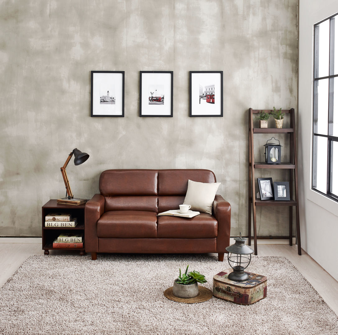 [모던 아메리칸] 체스터 레더 룩 1/2인소파 , CCBRAND CCBRAND Classic style living room Sofas & armchairs