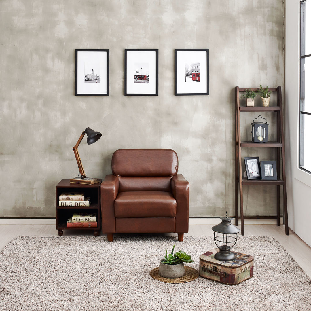 [모던 아메리칸] 체스터 레더 룩 1/2인소파 , CCBRAND CCBRAND Classic style living room Sofas & armchairs