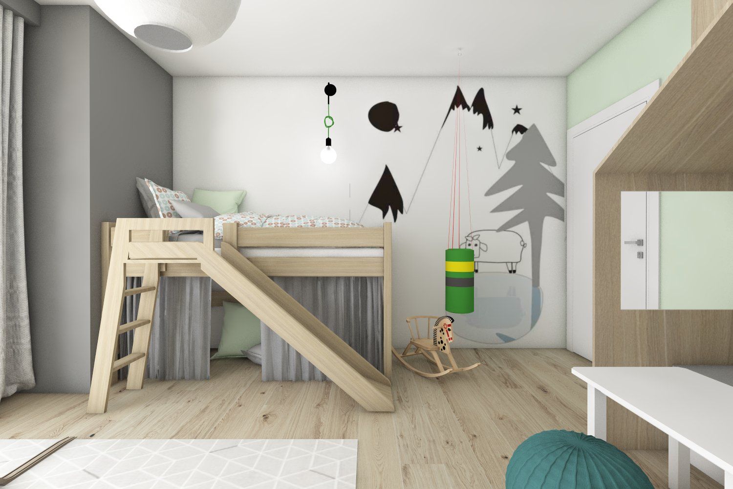 Pokoje dziecięce w domach jednorodzinnych (projekty wykonane dla A2.Studio Pracownia Architektury), BAGUA Pracownia Architektury Wnętrz BAGUA Pracownia Architektury Wnętrz Nursery/kid’s room