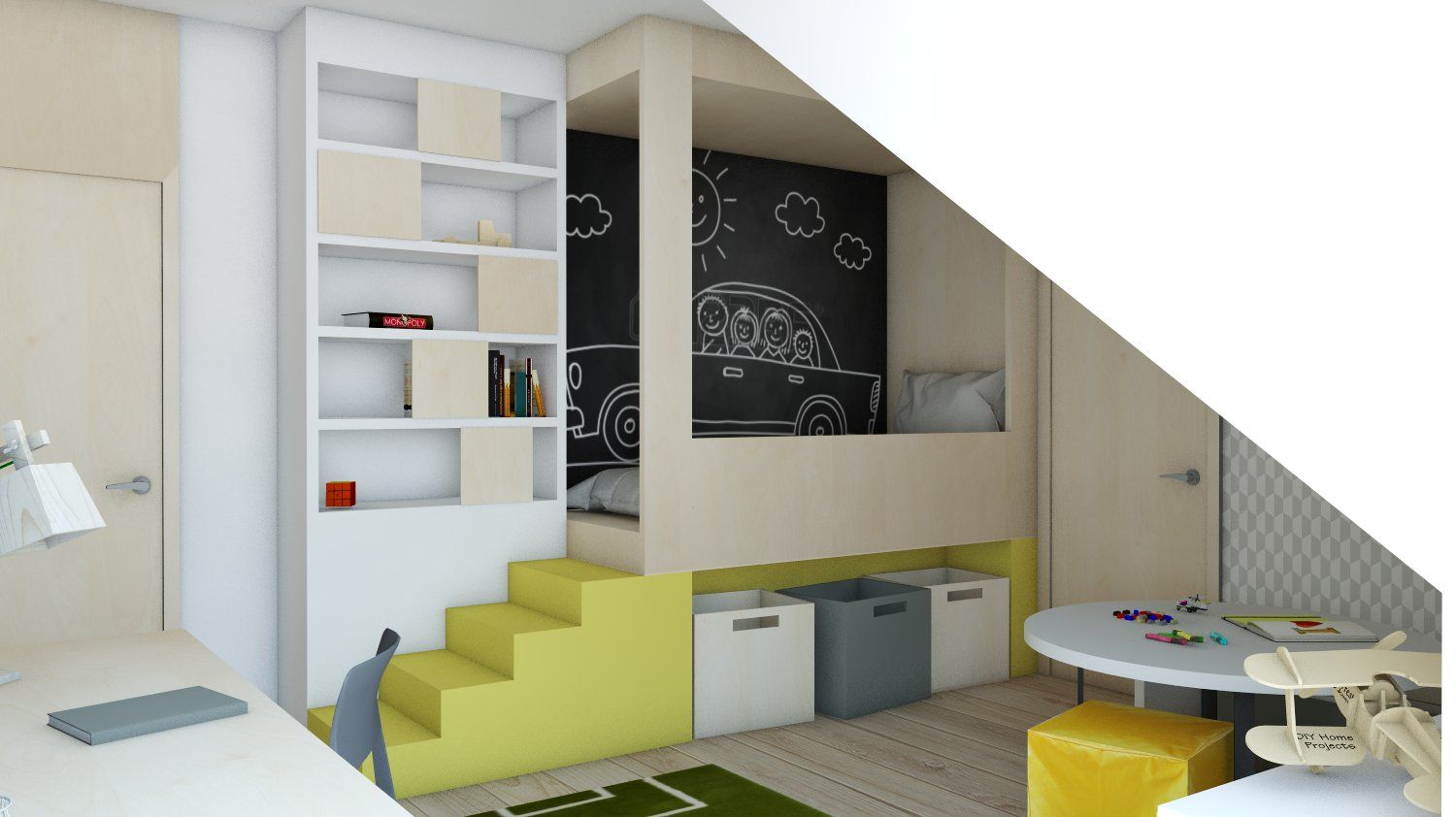 Projekt domu jednorodzinnego 3 (wykonany dla A2.Studio Pracownia Architektury), BAGUA Pracownia Architektury Wnętrz BAGUA Pracownia Architektury Wnętrz Habitaciones para niños de estilo escandinavo