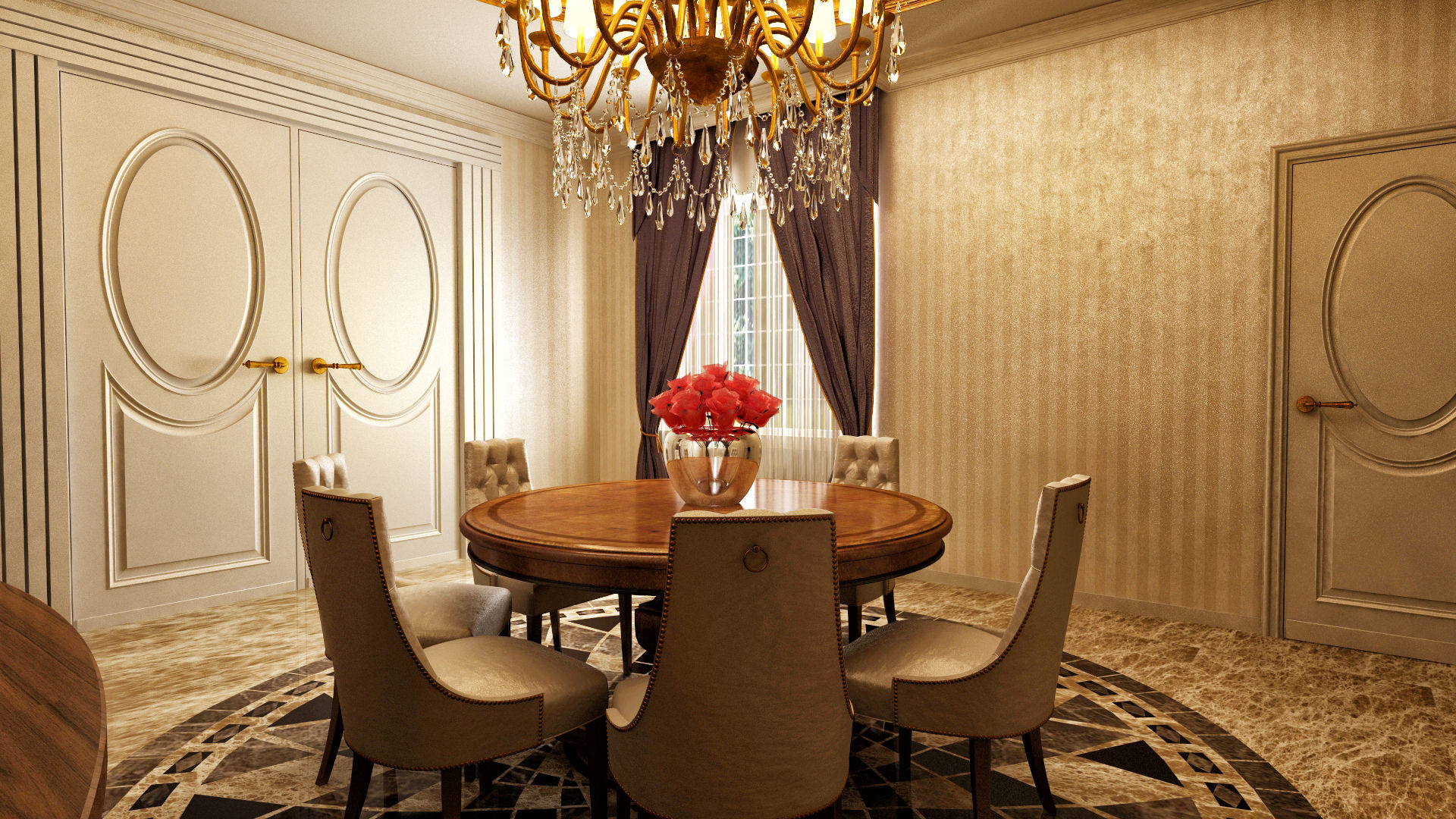 Villa Interior Design - Dining Room m. rezan özge özdemir Столовая комната в классическом стиле