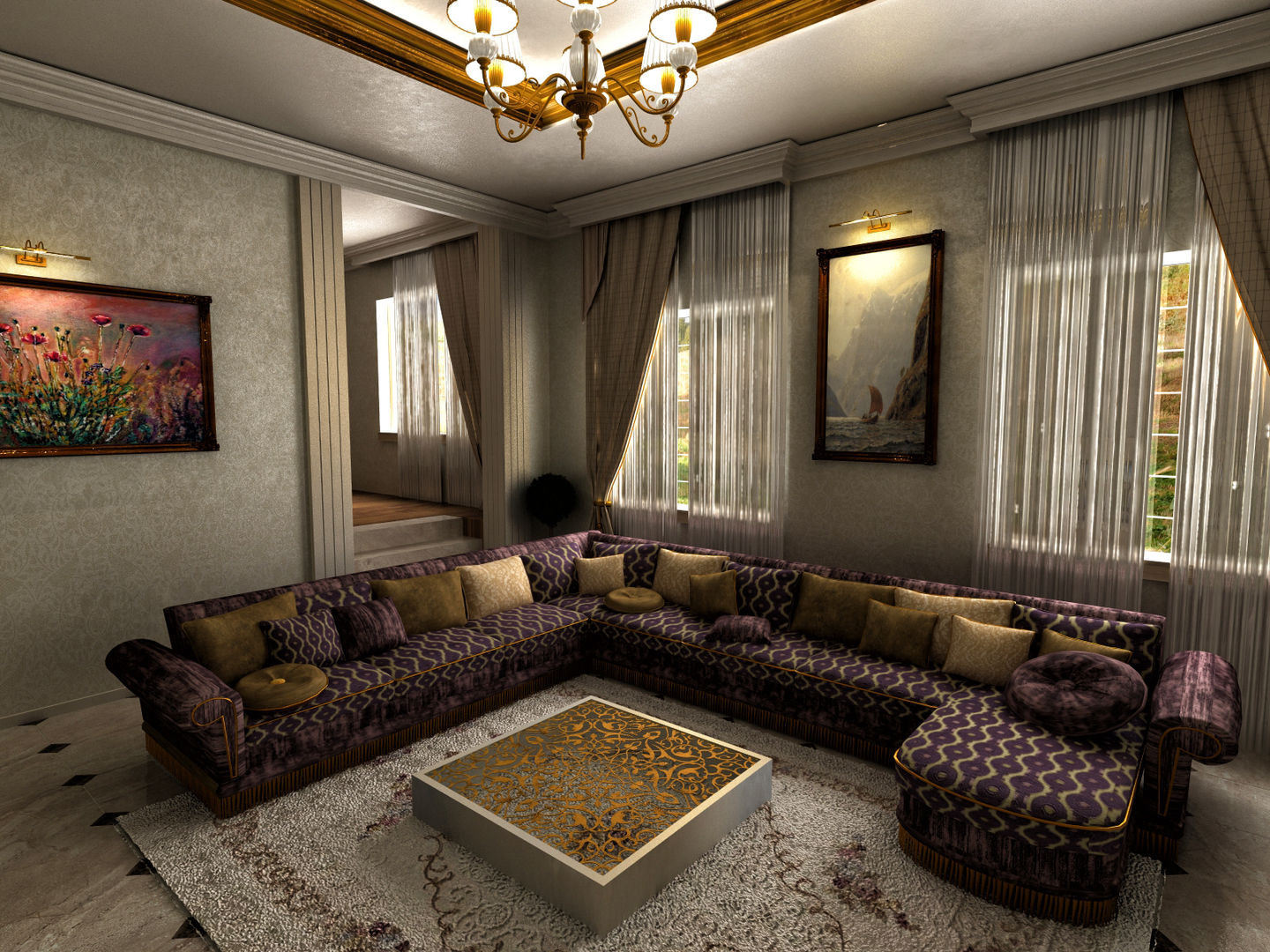 Villa Interior Design -Living Room m. rezan özge özdemir غرفة المعيشة