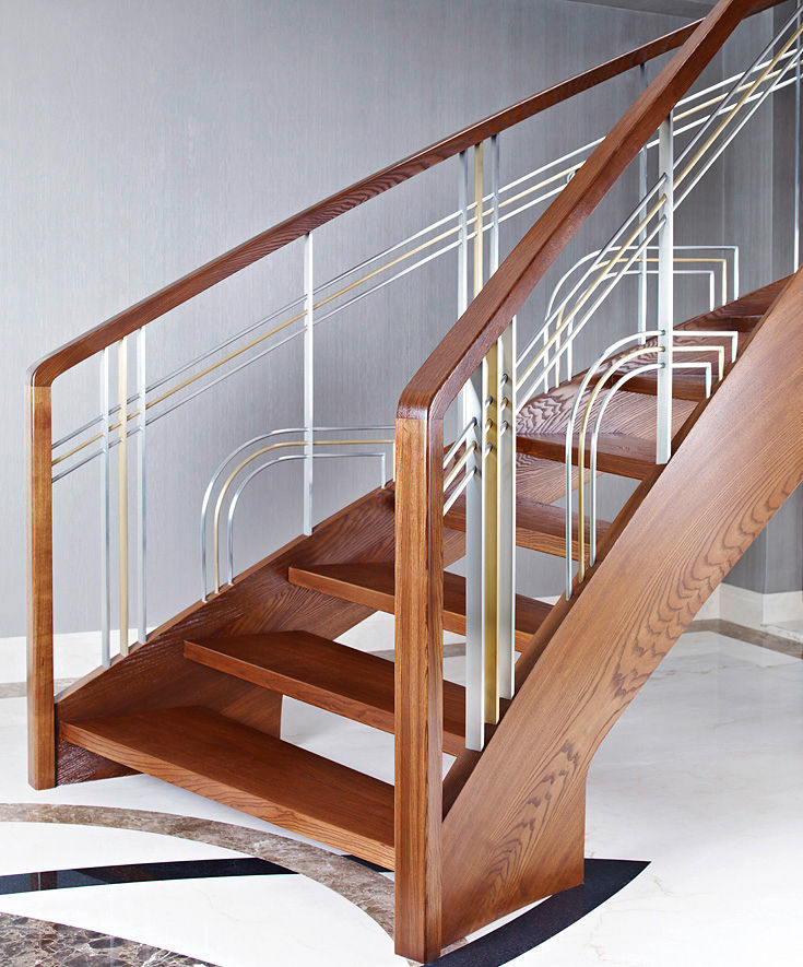 ST770 Nowoczesne schody gięte z jesiony termicznego / ST770 Modern Curved Stairs made of thermo Ash Trąbczyński ห้องโถงทางเดินและบันไดสมัยใหม่