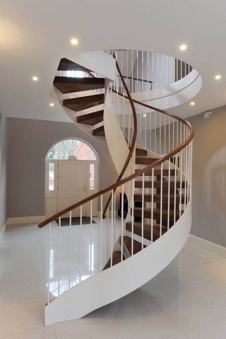 Double String Stairs homify Modern corridor, hallway & stairs