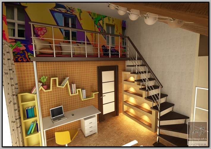 Детская комната в мансарде, Мастерская дизайна LOFT Мастерская дизайна LOFT 嬰兒房/兒童房