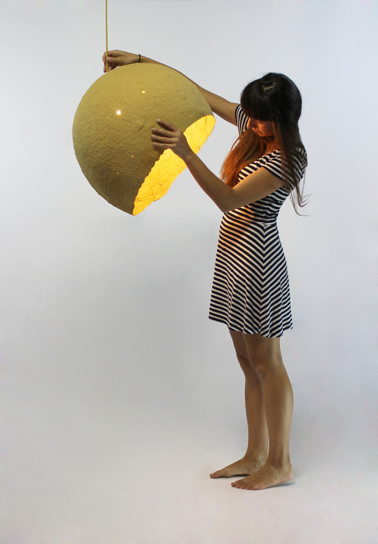 Paper pulp pendant lamp „Jupiter” Crea-re Studio غرفة المعيشة Lighting