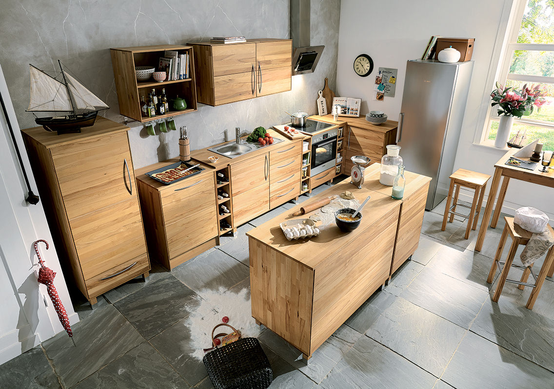 Massivholz-Modulküche , allnatura allnatura Modern kitchen Cabinets & shelves