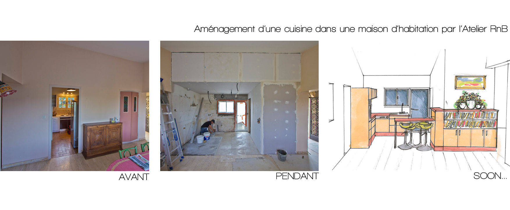 rénovation partielle d'une maison d'habitation et ses abords, Atelier RnB Atelier RnB 現代廚房設計點子、靈感&圖片