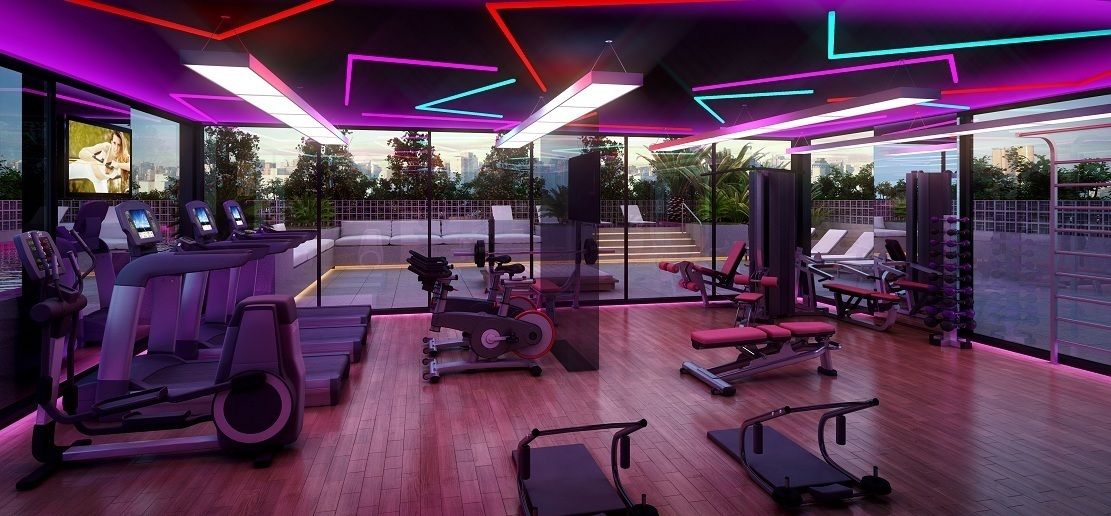 Áreas comuns MM18 Arquitetura Fitness moderno Roxa,Máquina de exercício,Lazer,Exercício,Ginásio,Plantar,Pisos,Magenta,Aptidão física,Banco