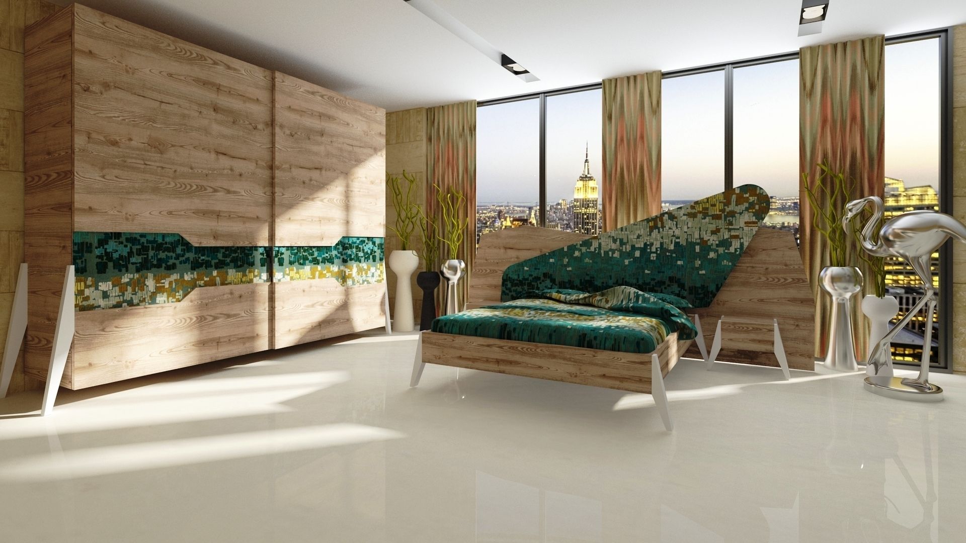 Moroso:The beauty of design bedroom Inan AYDOGAN /IA Interior Design Office Rustik Yatak Odası Elbise Dolabı & Komodinler