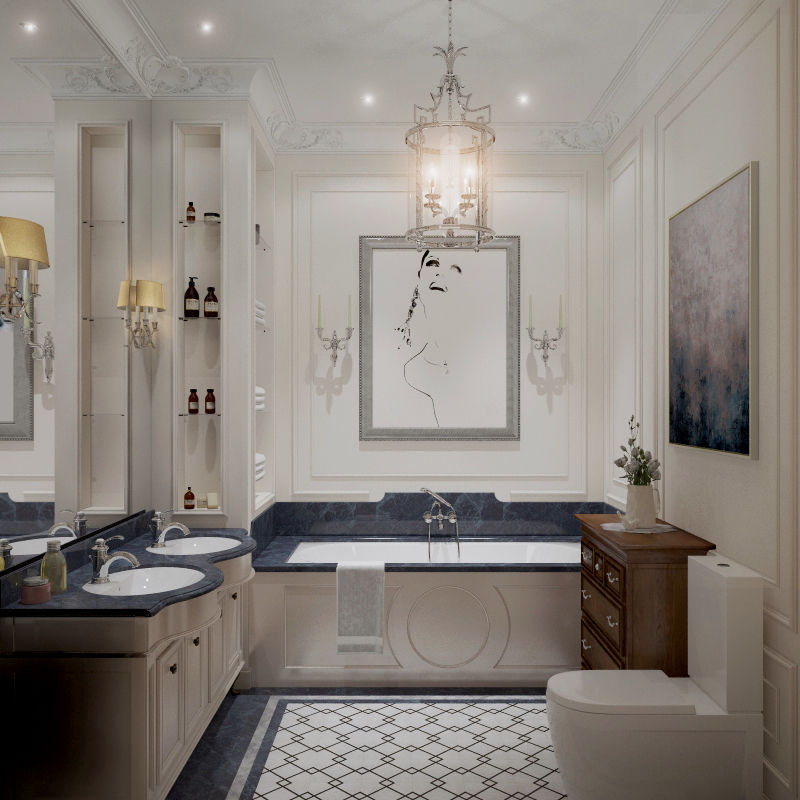 Квартира в классическом стиле, COUTURE INTERIORS COUTURE INTERIORS クラシックスタイルの お風呂・バスルーム
