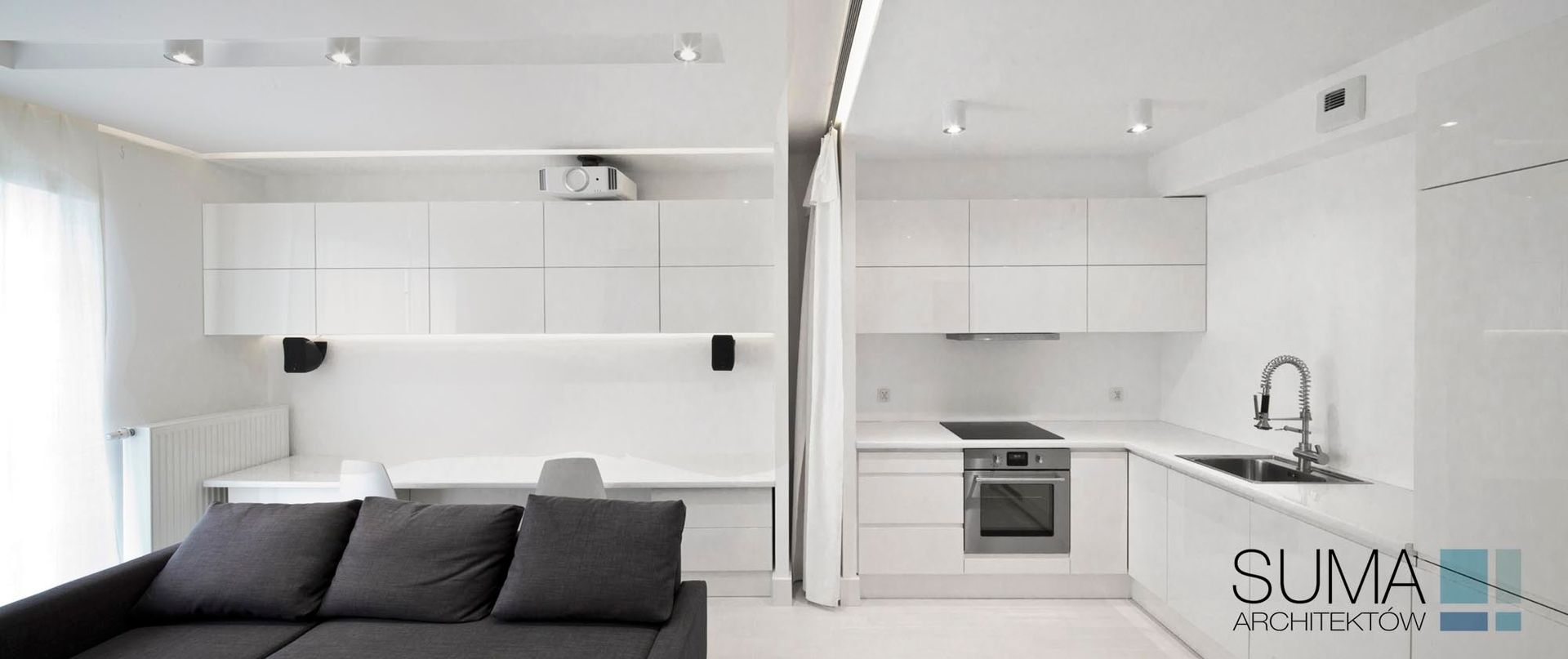 ​WHITE ONE SUMA Architektów Minimalist kitchen