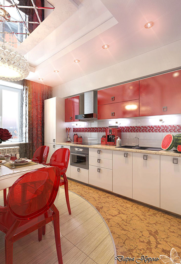 Kitchen with red accents, Your royal design Your royal design Кухни в эклектичном стиле