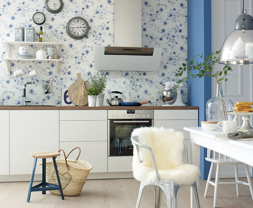 Tapeten funktionieren auch in der Küche, diewohnblogger diewohnblogger Scandinavian style kitchen
