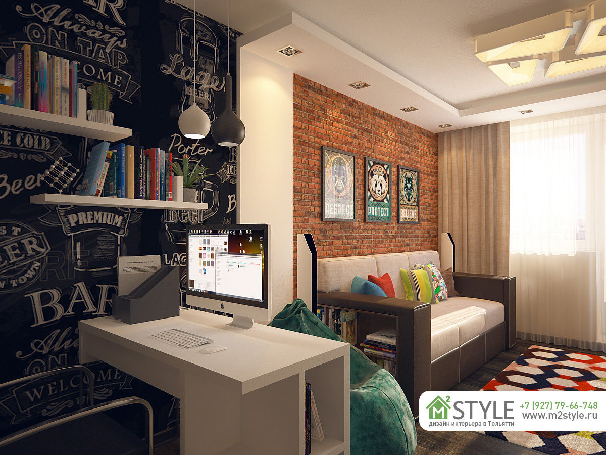 ​Квартира «Арт-хаус», Студия m2style Студия m2style Living room