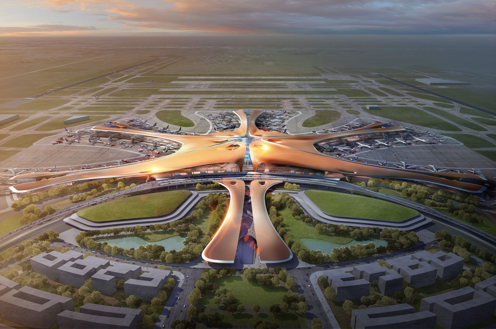 Beijing Daxing International Airport, Zaha Hadid Architects Zaha Hadid Architects مساحات تجارية مطار