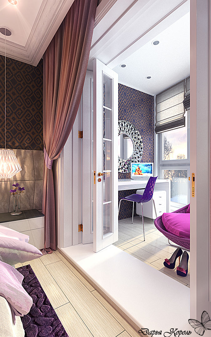 bedroom with dressing room, Your royal design Your royal design Спальня в эклектичном стиле