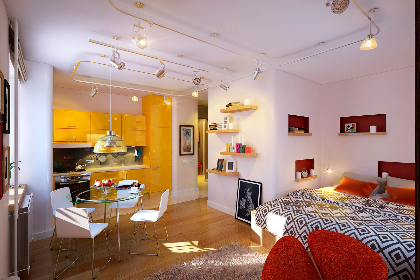 Квартира в ЖК «Ленсоветовский», Geometrium Geometrium Minimalist living room