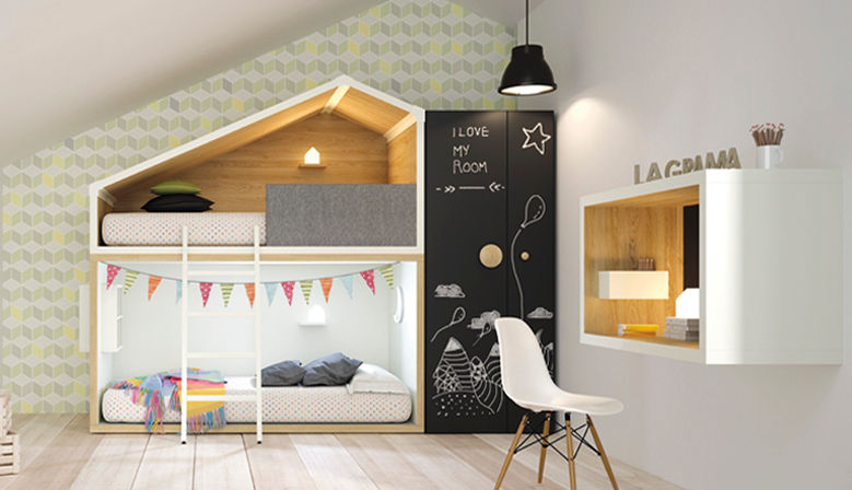 Litera Cottage Yupih Habitaciones para niños de estilo escandinavo Camas y cunas