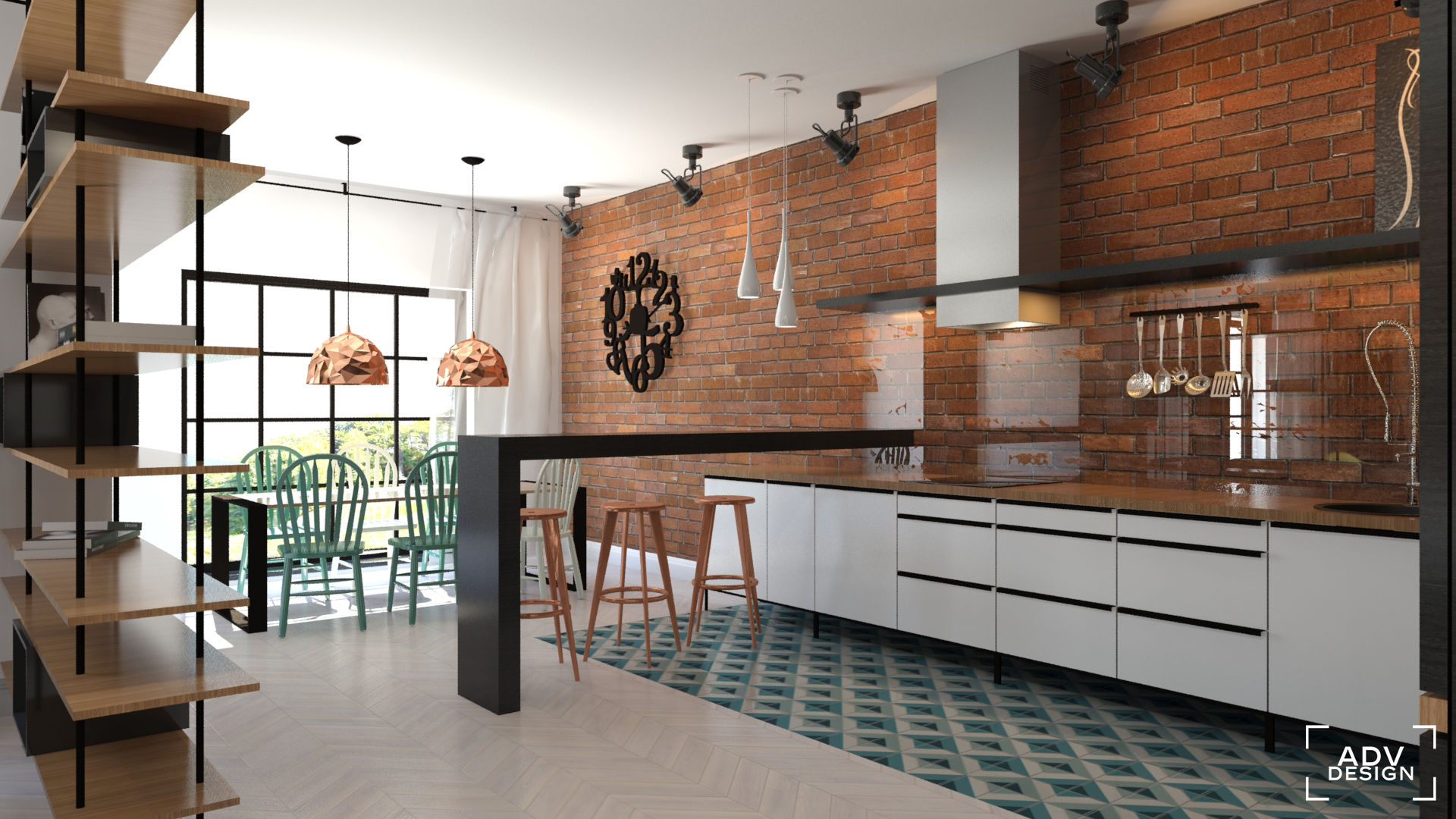 Mieszkanie 87 m2, ADV Design ADV Design Cocinas de estilo industrial