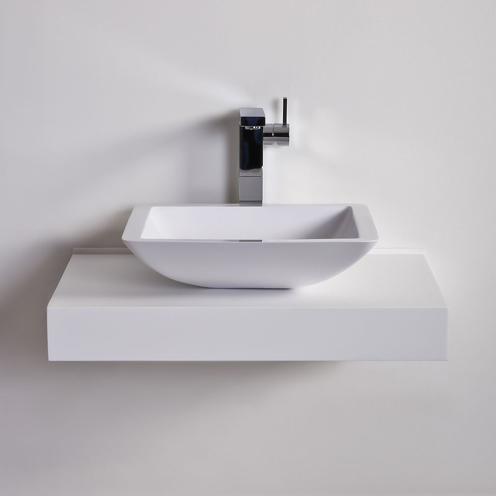 Lusso Stone Quadrato Square Solid surface stone resin counter top basin 425 Lusso Stone モダンスタイルの お風呂 シンク