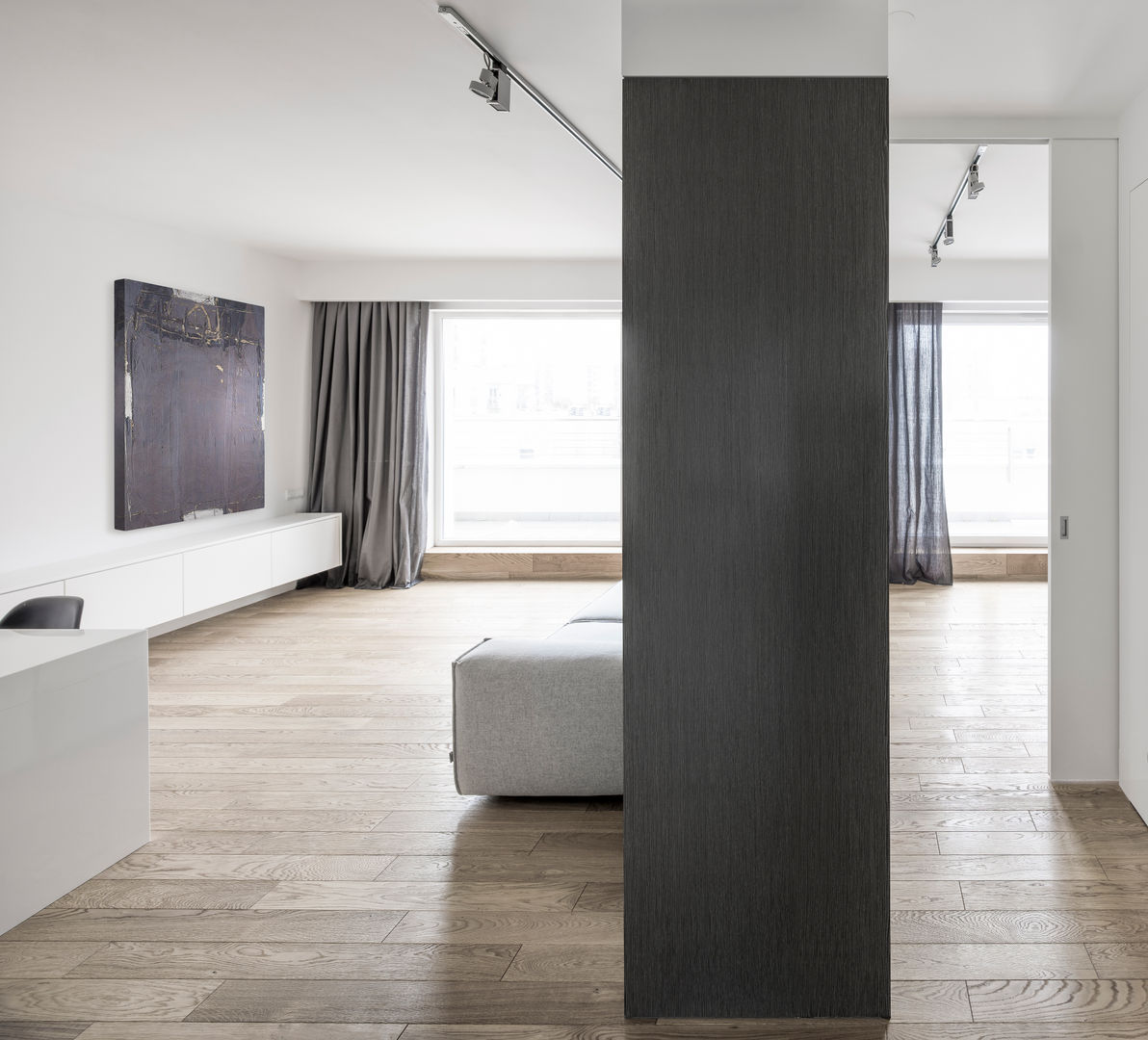 Projekt wnętrza mieszkanie w Warszawie M2-42M, OneByNine OneByNine Minimalist living room