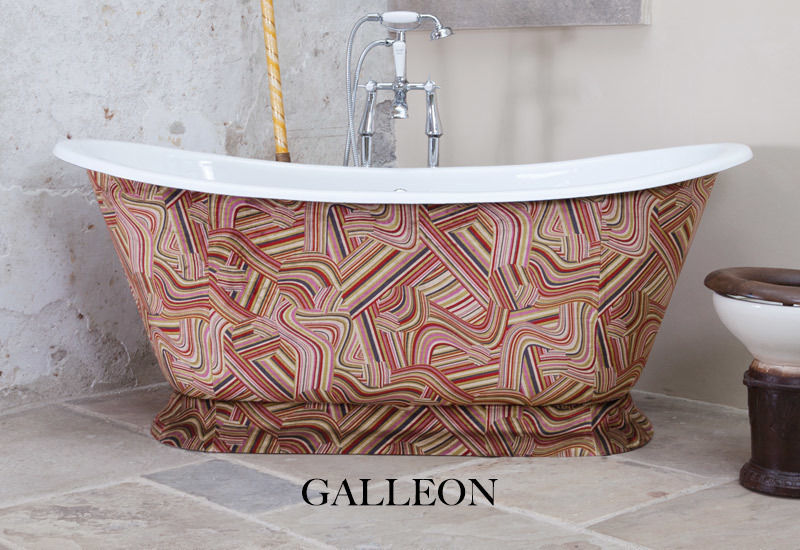 Galleon Cast Iron Bath Clad in Andrew Martin Vita Multi Fabric Hurlingham Baths Bathroom