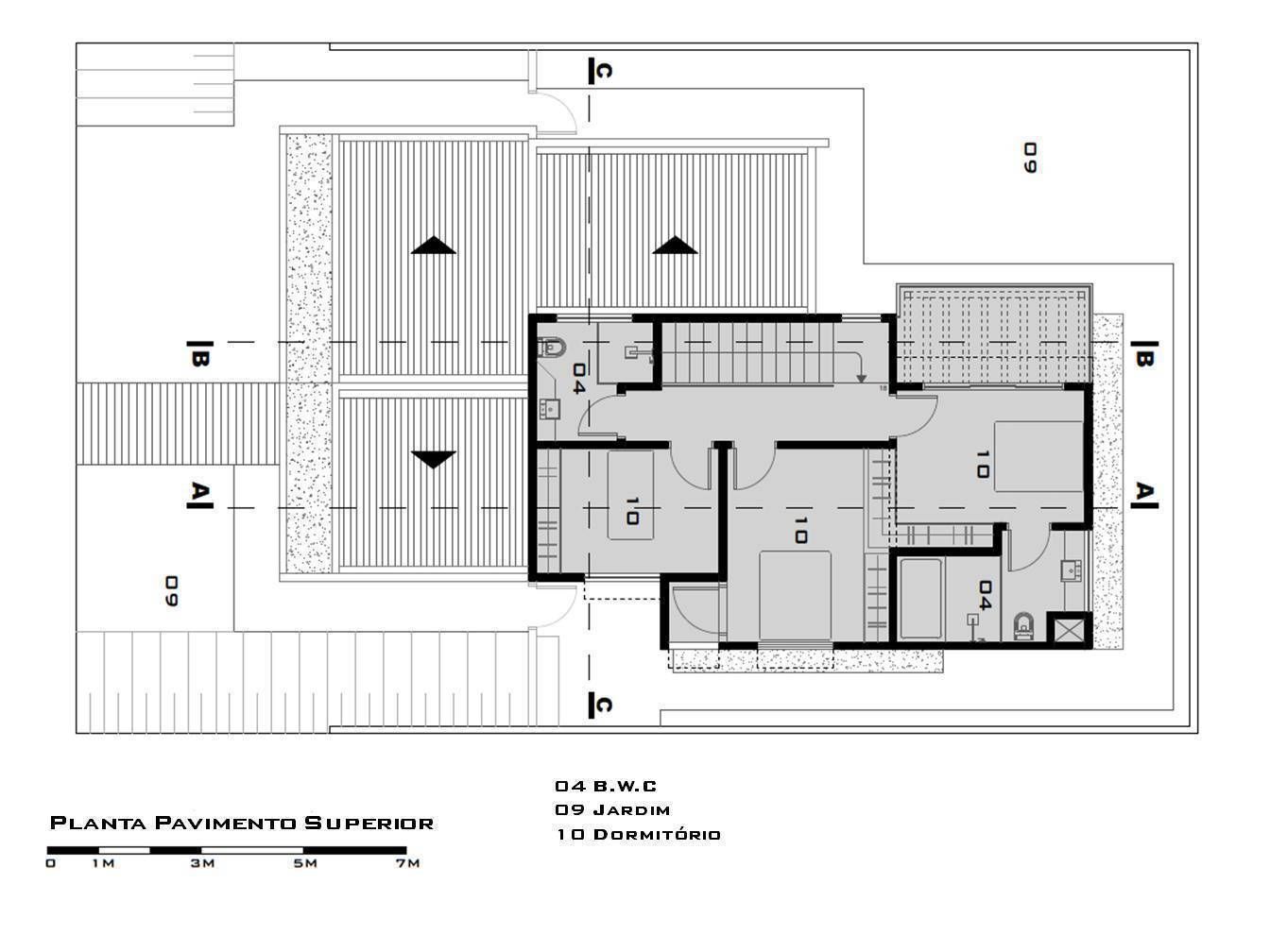 First Floor Plan (Planta do pavimento superior) Santos Arquitetura