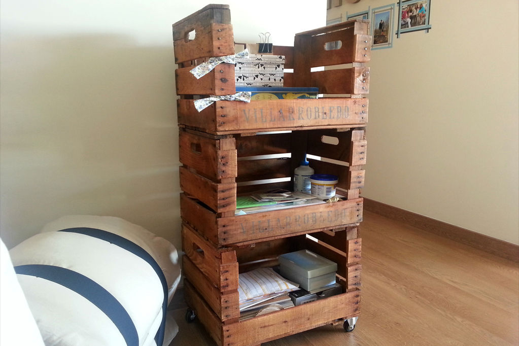 PALMITO estantería cajas de fruta. 3 Caja ECOdECO Mobiliario Casas de estilo rústico Artículos del hogar