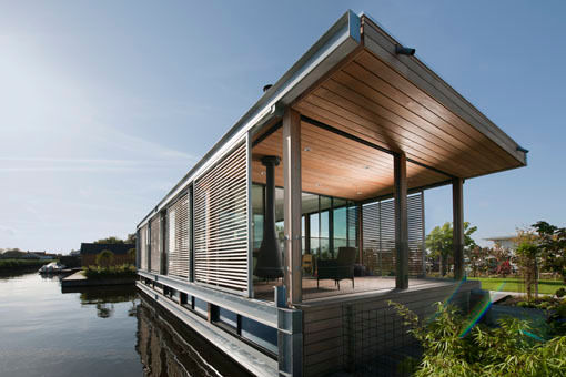 Woonboot in glas en staal, Kodde Architecten bna Kodde Architecten bna Rumah Modern