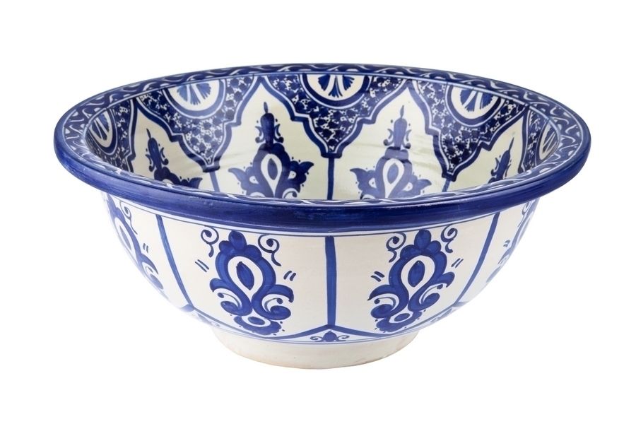 Reza - Arabska umywalka ceramiczna z Maroka , Kolory Maroka Kolory Maroka Baños de estilo tropical Lavabos