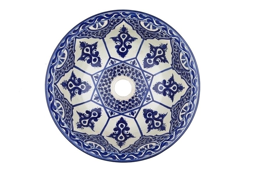 Reza - Arabska umywalka ceramiczna z Maroka , Kolory Maroka Kolory Maroka Baños de estilo tropical Lavamanos