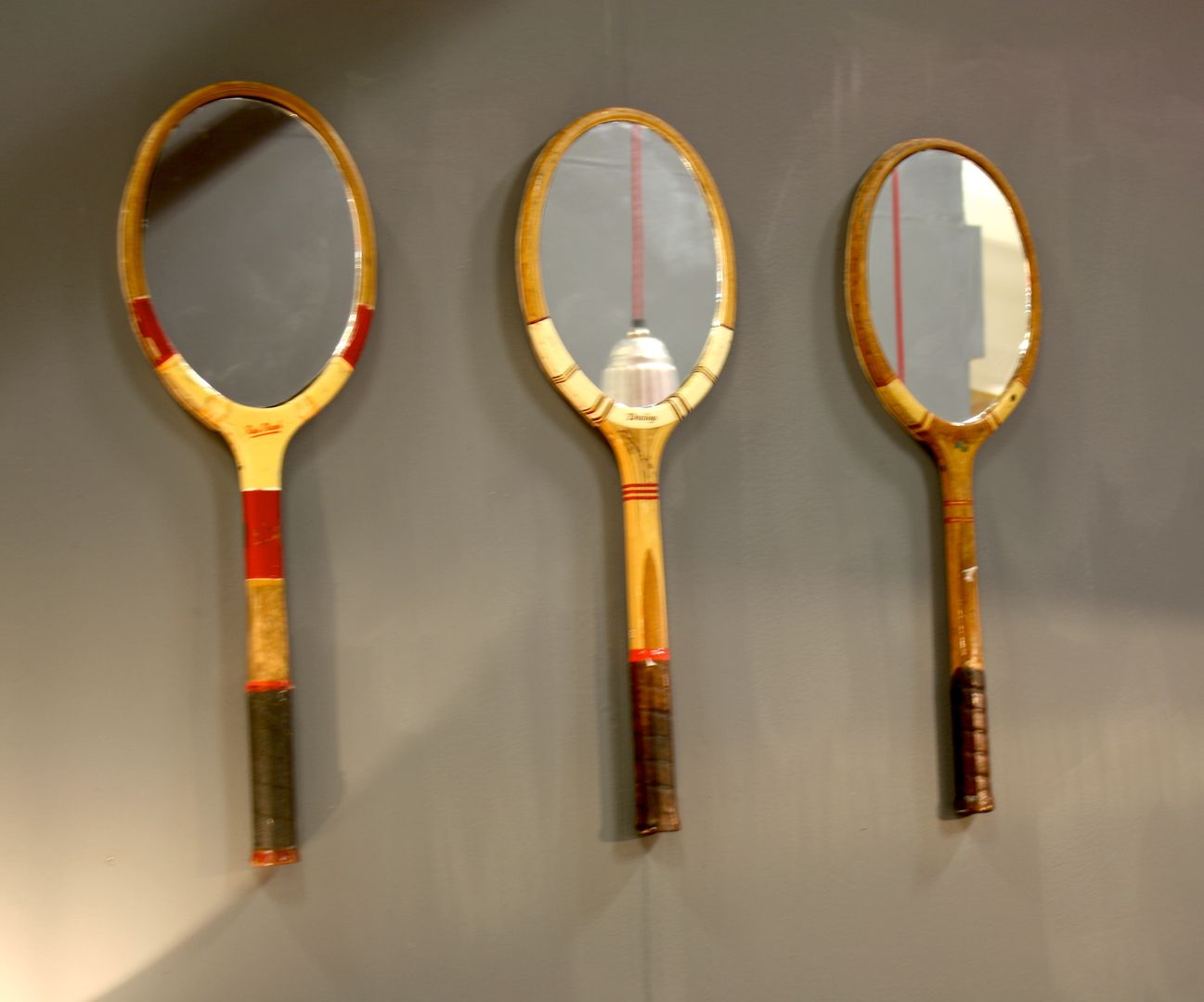 Upcycled Racket Mirrors Little Mill House Phòng ngủ phong cách chiết trung upcycled,recycled,reclaimed,rustic,industrial,sports,salvaged,mirror,wall art,decor,vintage,unique,Accessories & decoration