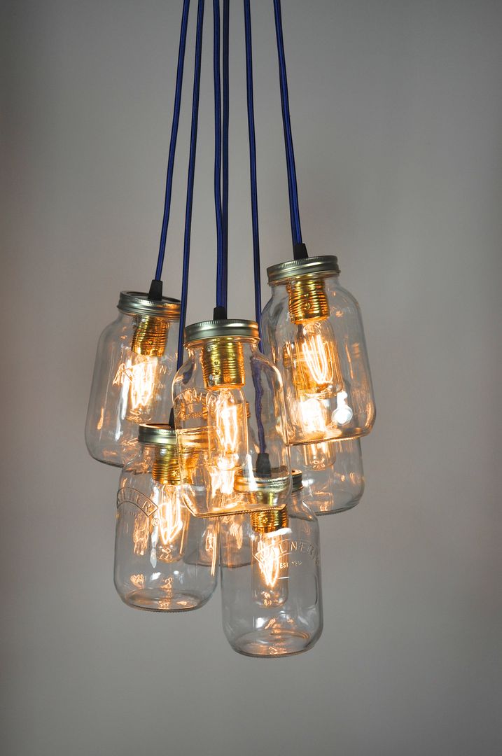 7 Jam Jar Pendant Light Little Mill House Endüstriyel Oturma Odası Işıklandırma