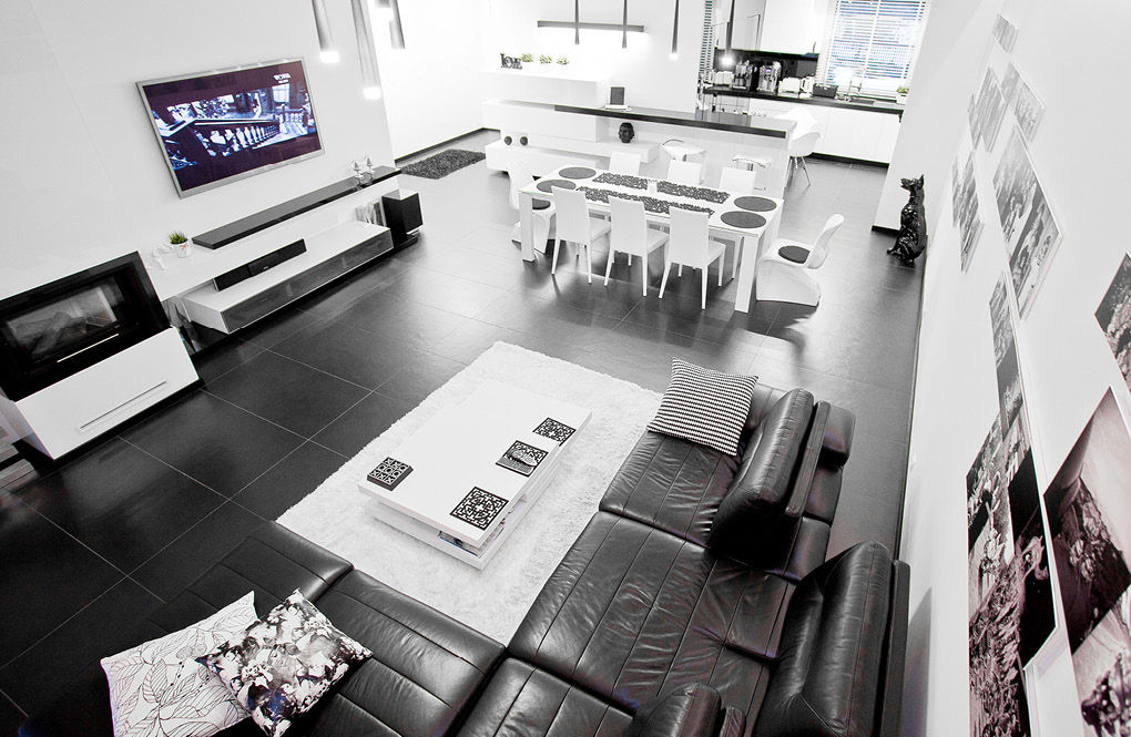 Wnętrze Black and White , KLIFF DESIGN KLIFF DESIGN Salon moderne