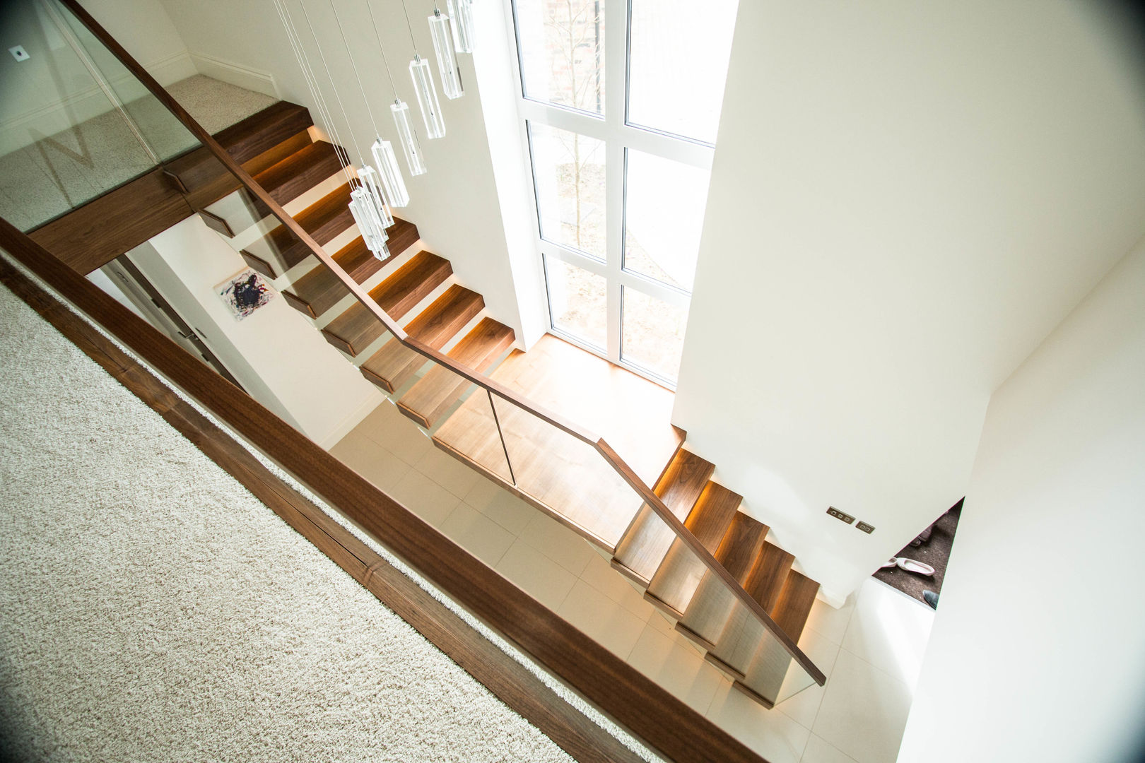 Two Levels of Floating Stairway Railing London Ltd درج Stairs