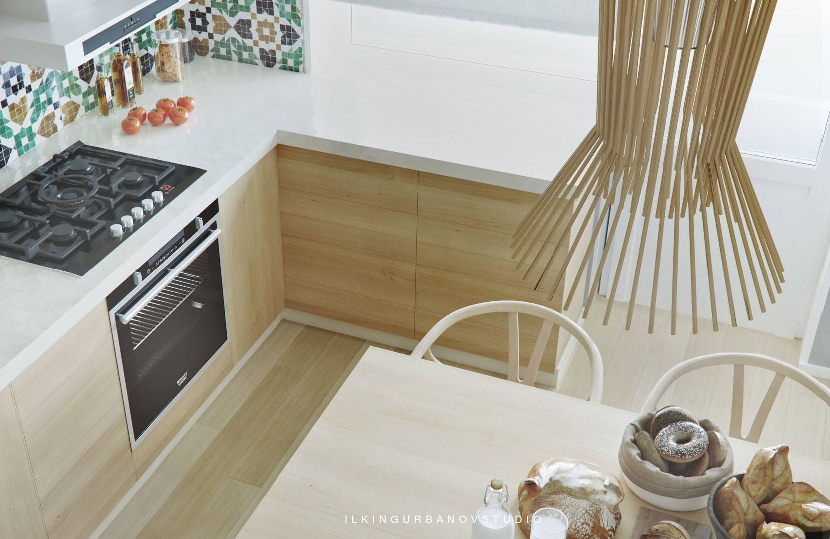 WOODEN KITCHEN, ILKIN GURBANOV Studio ILKIN GURBANOV Studio Rustieke keukens