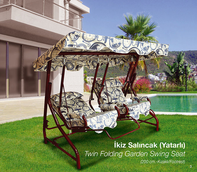 Twins Garden Swing Seat ERİNÖZ OUTDOOR FURNITURE Jardines de estilo mediterráneo Columpios y zonas de juego