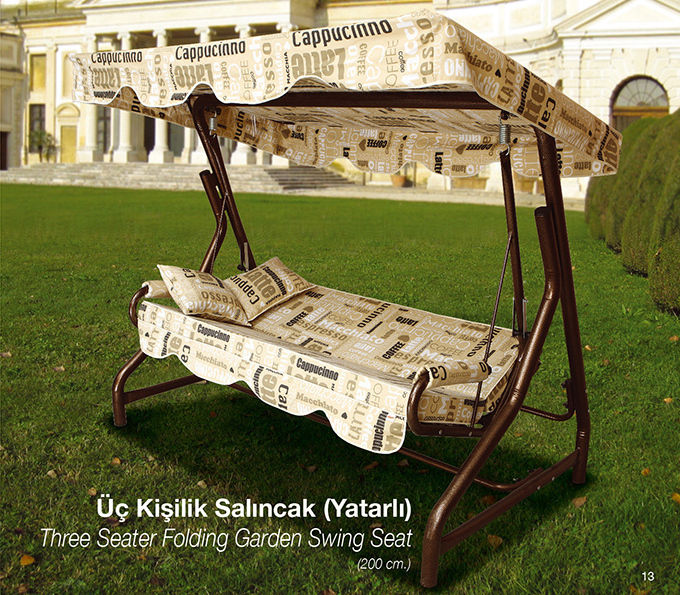 3 Seater Folding Garden Swing Seat ERİNÖZ OUTDOOR FURNITURE 지중해스타일 정원 그네 & 놀이 세트