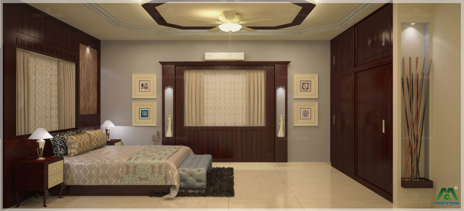 Nalukettu | Bedroom Interior Design Monnaie Interiors Pvt Ltd Classic style bedroom